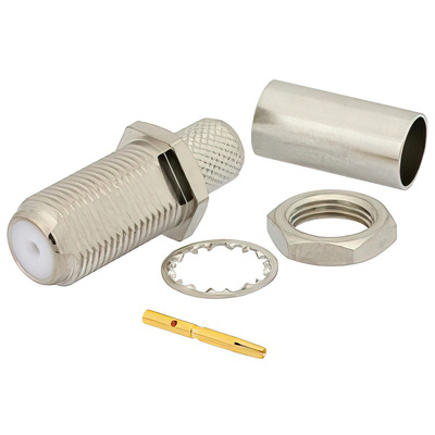 75 Ohm F Female Bulkhead Mount Connector Crimp Solder1