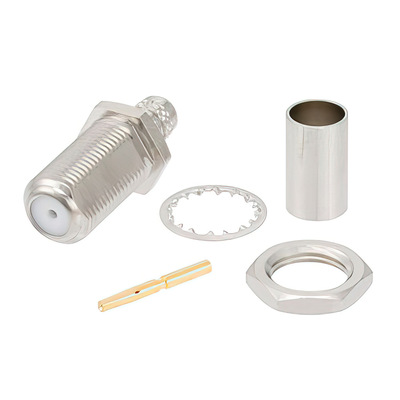 75 Ohm F Female Bulkhead Mount Connector Crimp Solder4