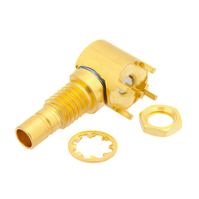 75 Ohm Mini SMB Jack Right Angle Bulkhead Connector Solder Through Hole PCB1